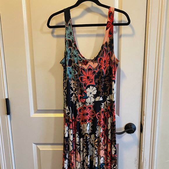 Saalam Colorful Vibrant Tank Midi Cotton Comfortable Dress Women's L - Picture 2 of 8